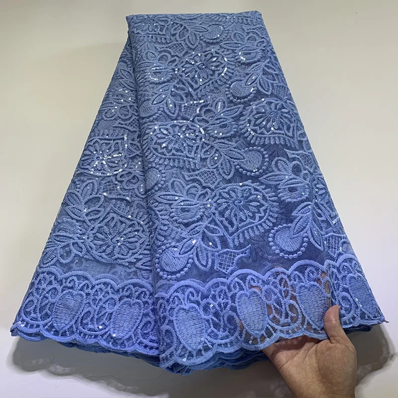 

Blue Sequins Tulle Lace African Lace Fabric 2021 Beautiful High Quality French Mesh Net Lace Fabrics 5 Yards For Wedding Dress