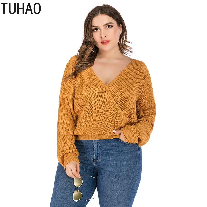 

Женский вязаный свитер TUHAO WM96, Повседневный пуловер большого размера, 2020