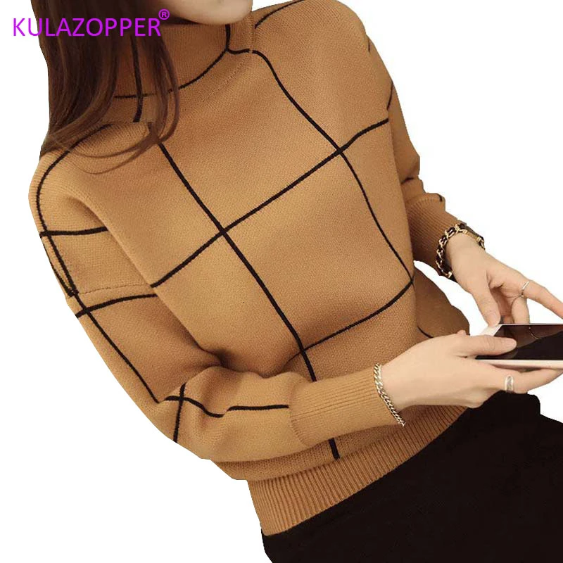 KULAZOPPER Горячая 2019 высококачественный зимний свитер с высоким плотно облегающим