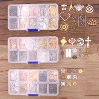 1set 10 color styles mix random animal plant pendant connector charm kit steampunk gear with box material for diy jewelry making