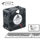 Кулер Gdstime для 3D-принтера, 2 шт., 24 В, 40x40x20 мм, 40 мм, 4 см, 4020S, 2 контакта