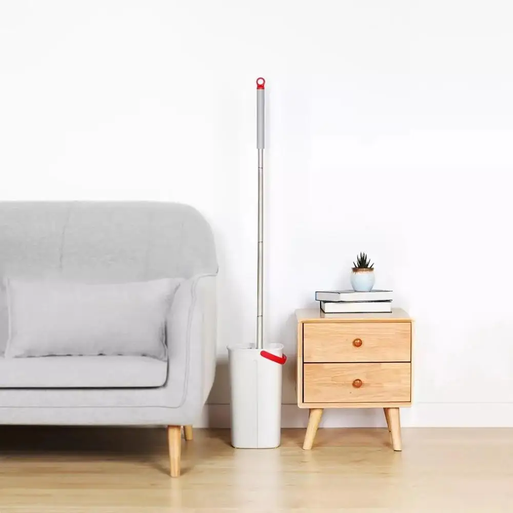 Плоская Швабра Cleanhome с ведром тряпка из микрофибры для мытья деревянного пола без