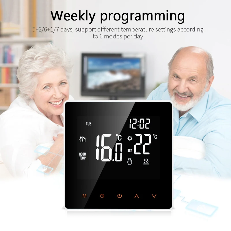 

New WiFi Thermostat Temperature Controller for Electric floor Heating,Water/Gas Boiler with LCD Display Touch Screen smart home