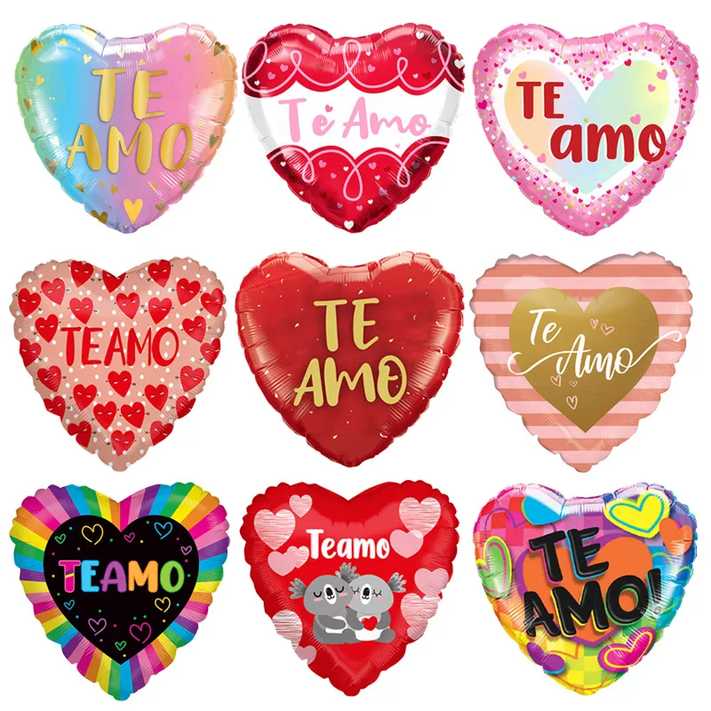 10pcs Spanish I Love You Theme Foil Balloons Te Amo Quiero Mucho 18inch Heart Balon Wedding Valentines Day Decoration Globos - купить по
