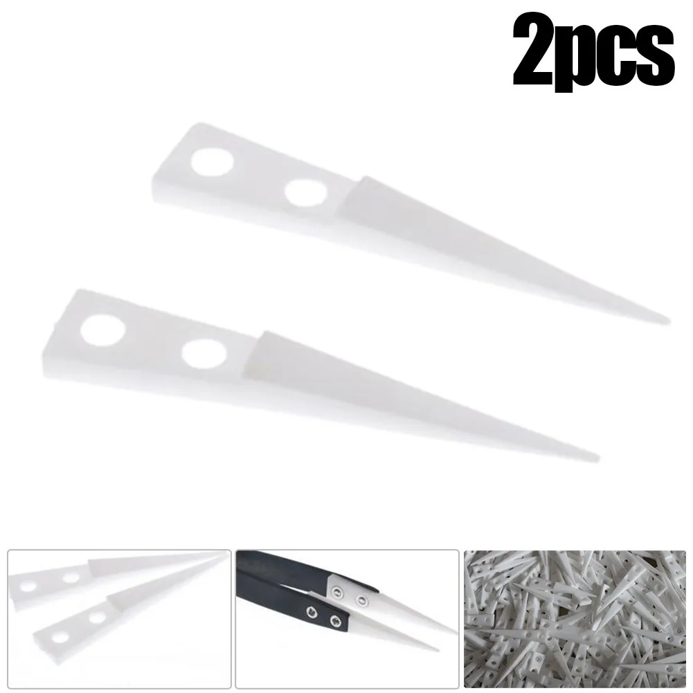 

2pcs Insulated Straight Curved Tip Anti-static Ceramic Tweezers Electronic Cigarette Industrial Ceramic Tweezers For Industry