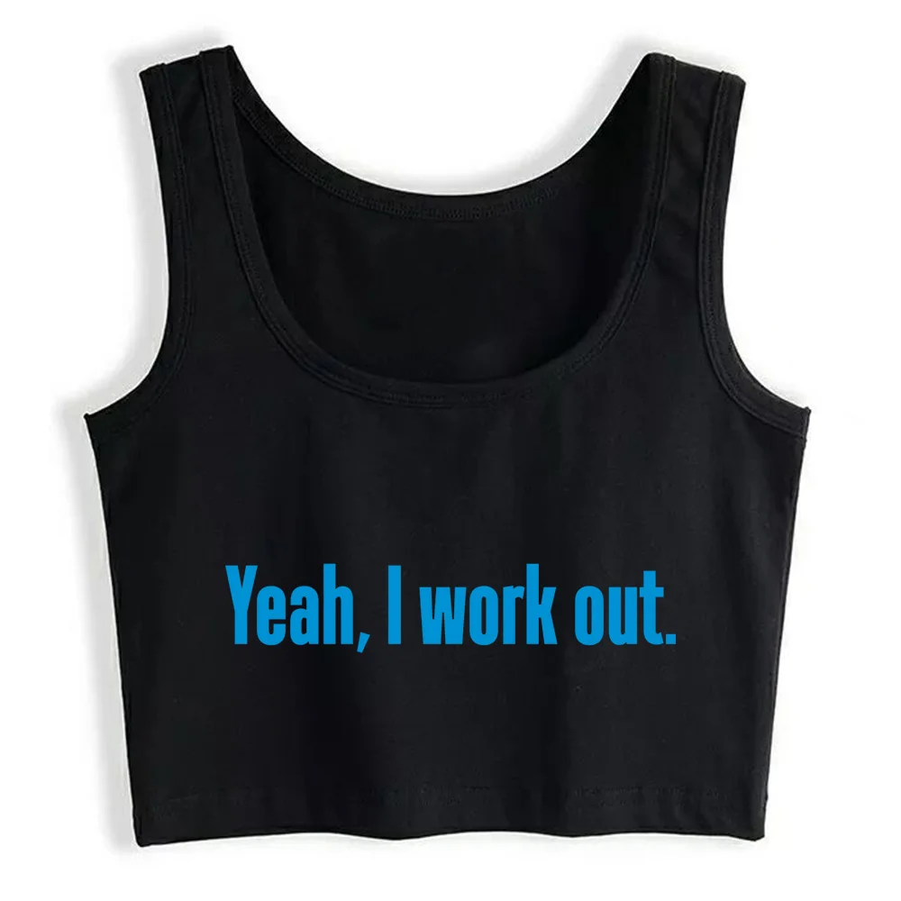 

Crop Top Women Yeah I Work Out Y2k Gothic Emo Harajuku Tank Top Female Clothes
