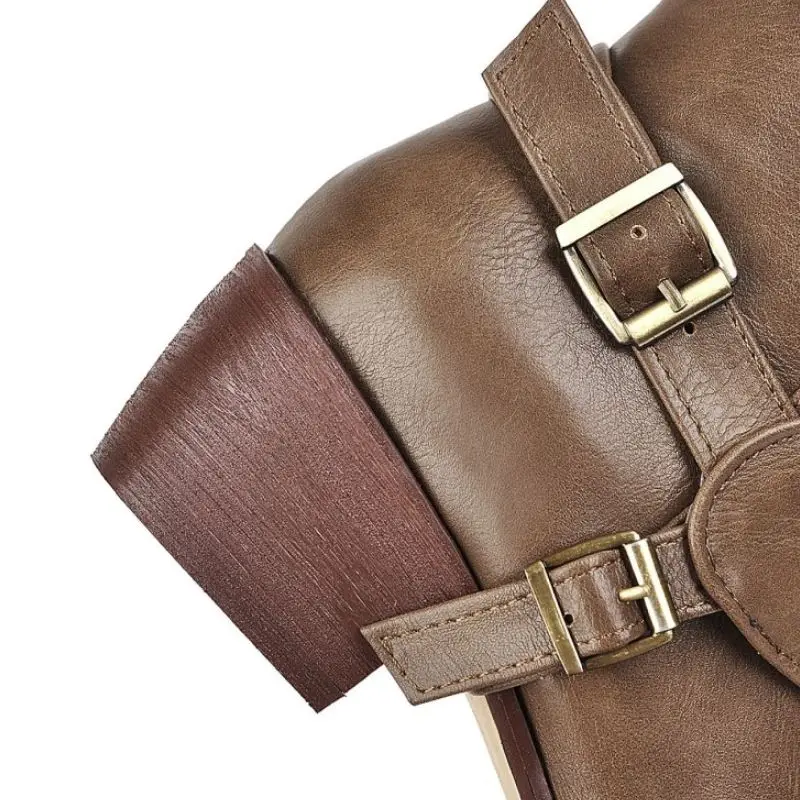 Модные женские сапоги до колена с бахромой RIZABINA круглым носком и квадратным