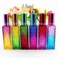 1pc 15ml colorful mini square glass empty perfume bottle fragrance refillable glass vials cosmetic packaging spray bottle new