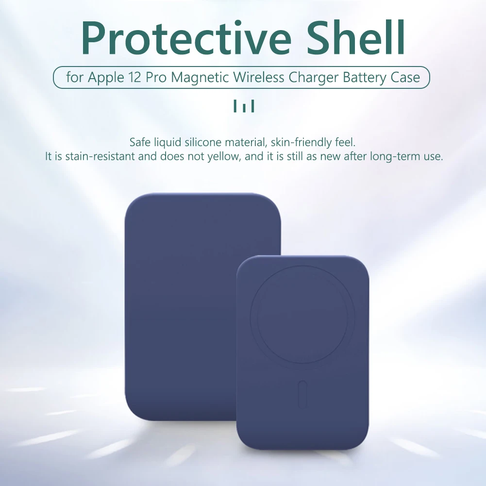

Мягкий силиконовый чехол для внешнего аккумулятора для iPhone 12 Pro, однотонный, магнитное Беспроводное зарядное устройство, защитный чехол
