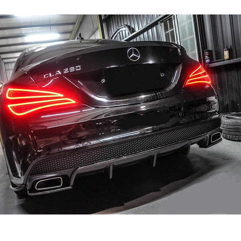 Углеродного волокна черный диффузор губа на задний бампер для Mercedes Benz CLA-Class W117