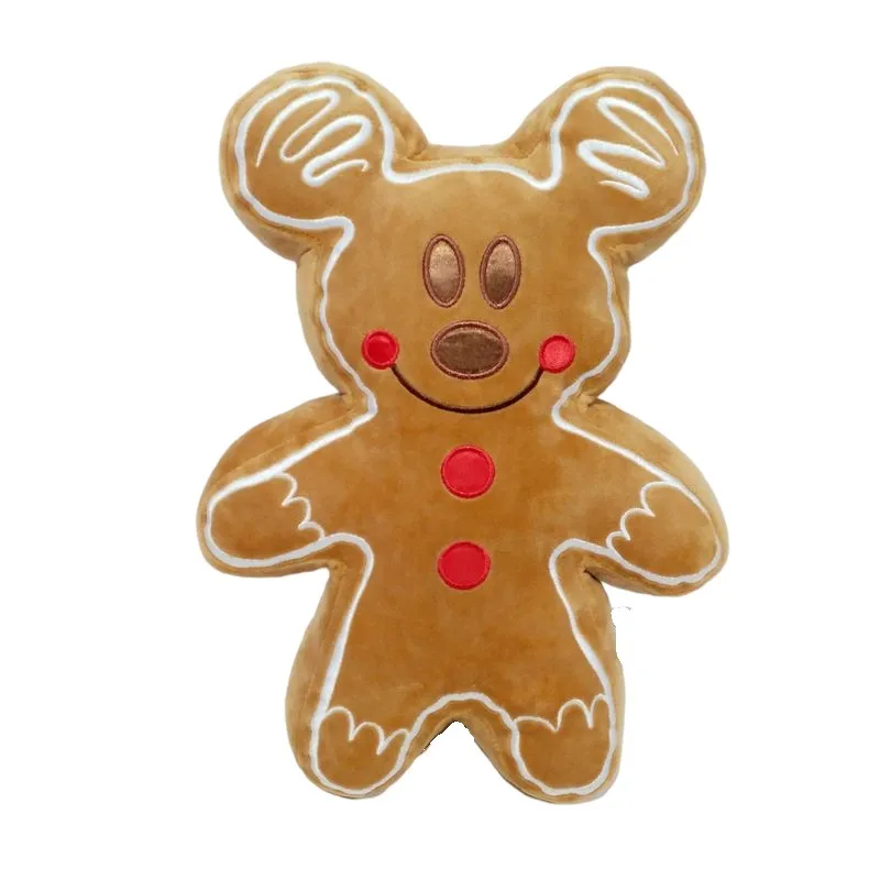

Disney Anime Cartoon Gingerbread Man Mickey Mouse Plush Toy Hold Pillow Soft Stuffed Doll Christmas Present 32*23cm