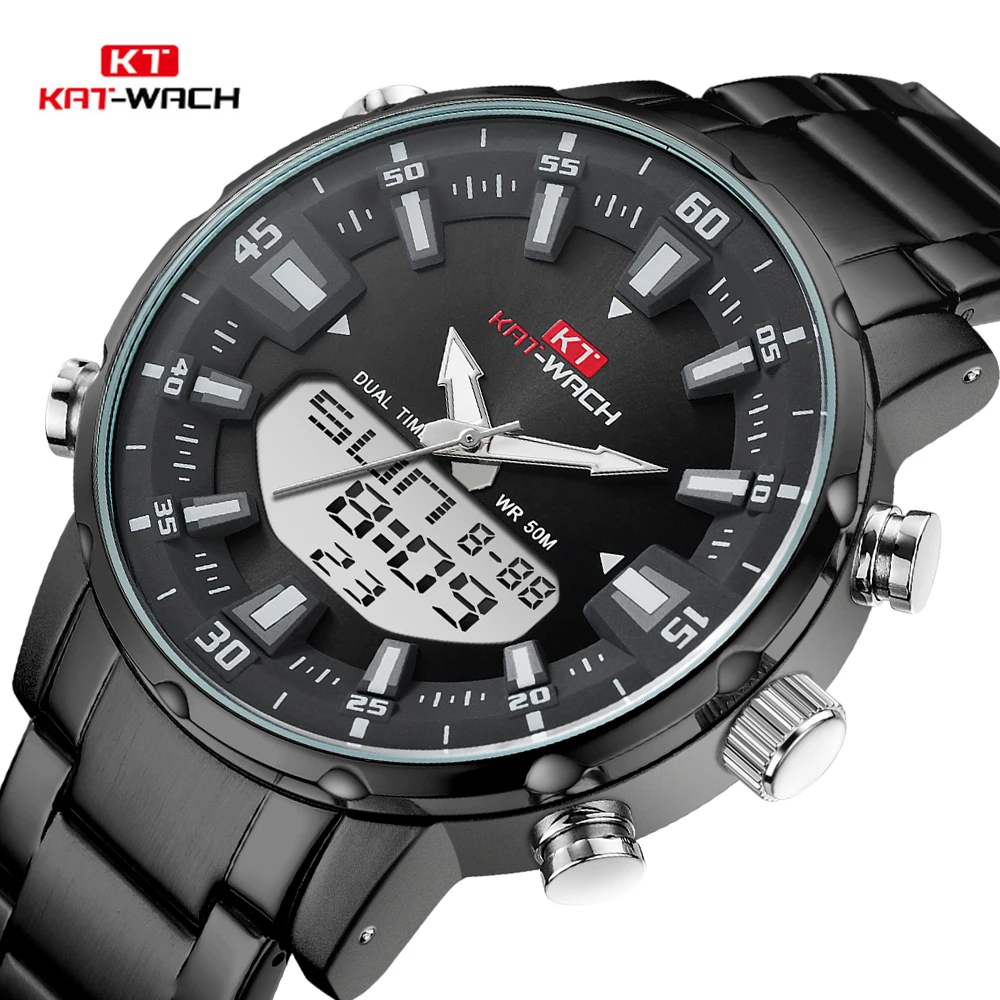 Мужские спортивные цифровые часы KAT WACH 2021 мужские водонепроницаемые стальные