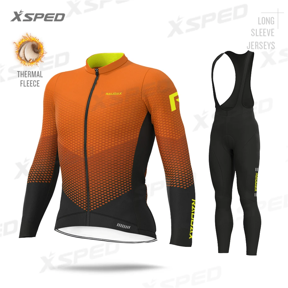 Bib Cycling Set Джерси с длинным рукавом, одежда для велоспорта Aleing, зимняя мужская велосипедная форма, термо флис, профессиональная команда, мужской теплый костюм для велоспорта, комбинезон, комплект - Цвет: Bib Cycling Set