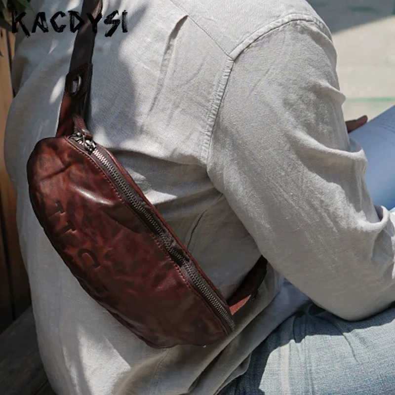 Оригинальная Маленькая мужская и женская нагрудная сумка из натуральной кожи в