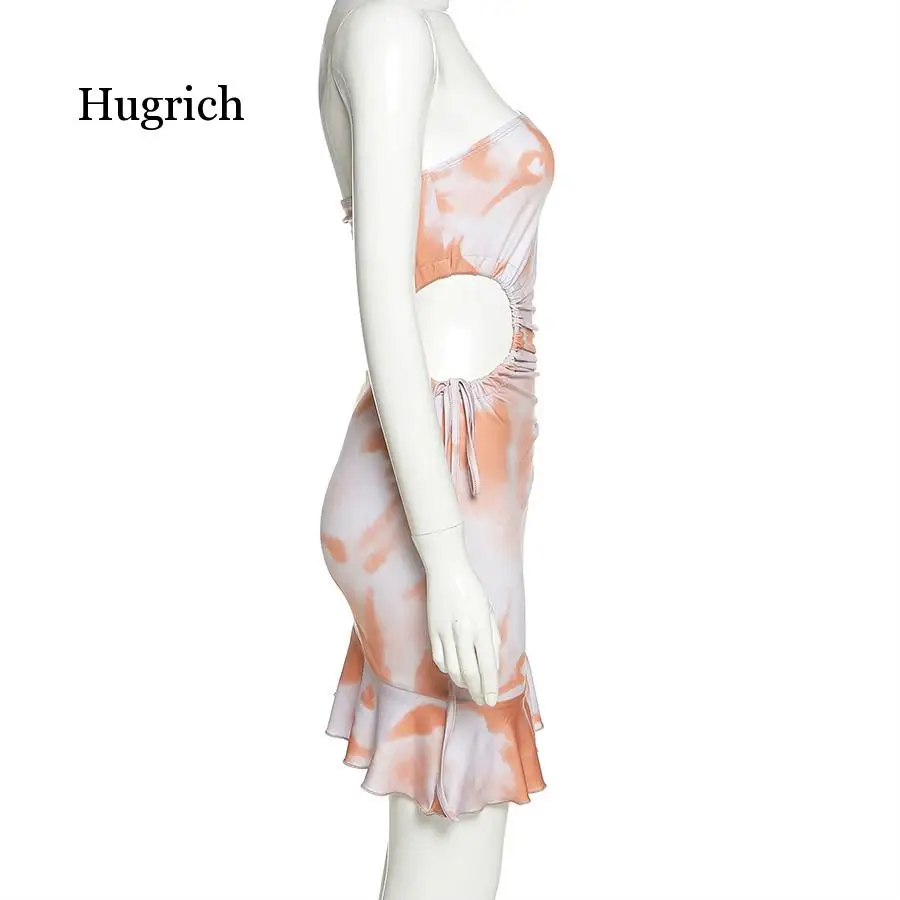 

Summer Sexy Hollow Out Tube Bodycon Dress Women Orange Sleeveless Slim Drawstring Design Clothing Lady Dress 2021