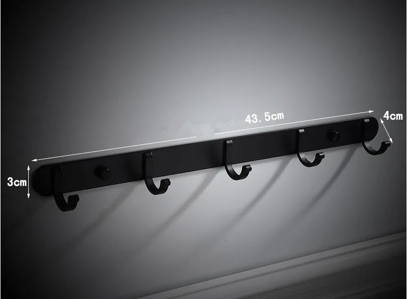 5 крючков для полотенец висящих на стене Белый/Черный алюминиевый крючок одежды