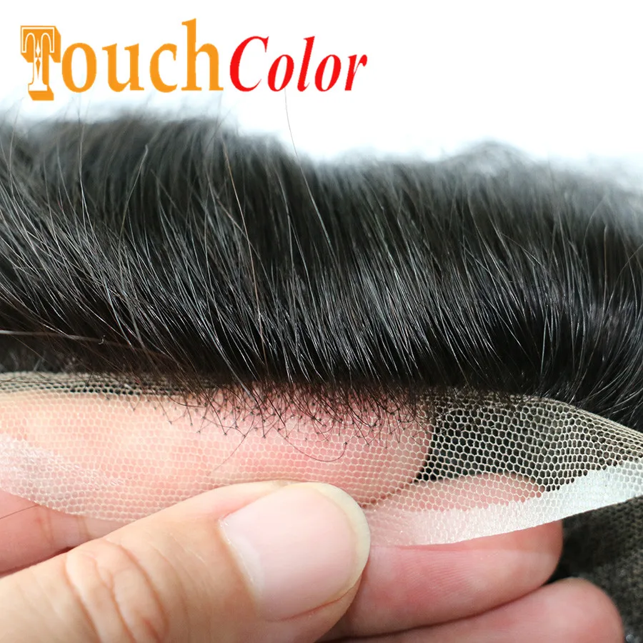 Front Lace Men Toupee Swiss &amp Skin Wig Replacement System Hair Patch Man Natural Human Prosthesis for | Шиньоны и парики