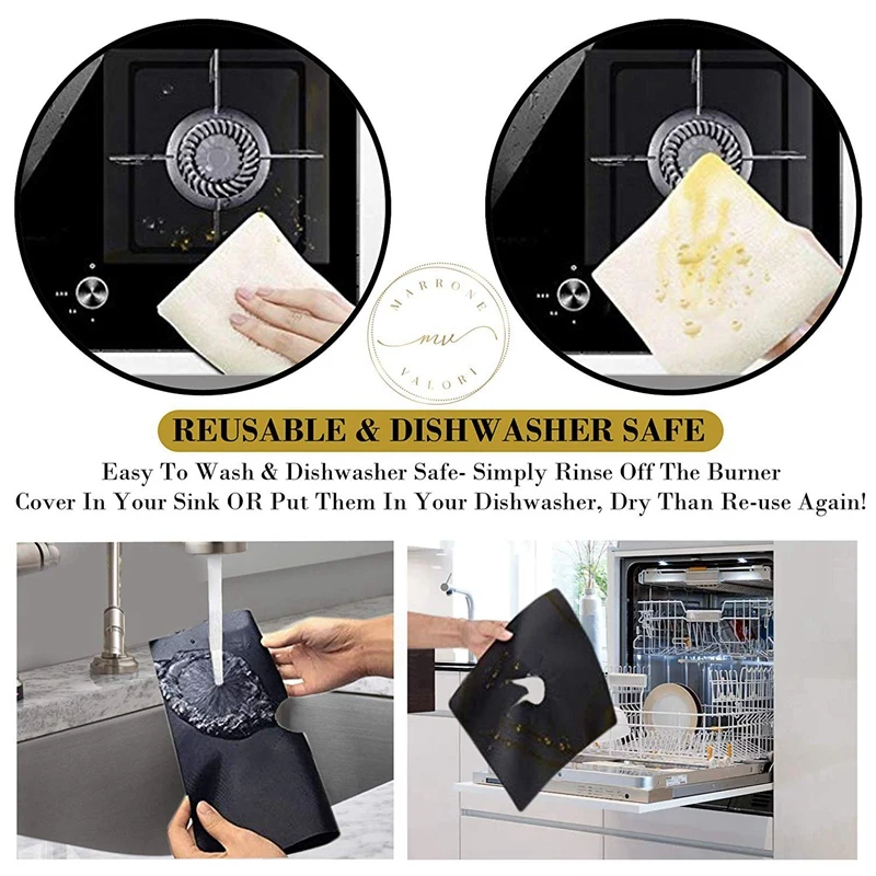 9Pcs Stove Burner Covers Cut To Fit All Models Double Thickness +(Bonus Trivet Mat)Easy Clean & Use!Gas Range Protectors. |