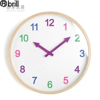 large modern wall clock solid wood cute children silent kids wall clock for children room multiple color cartoon reloj pared