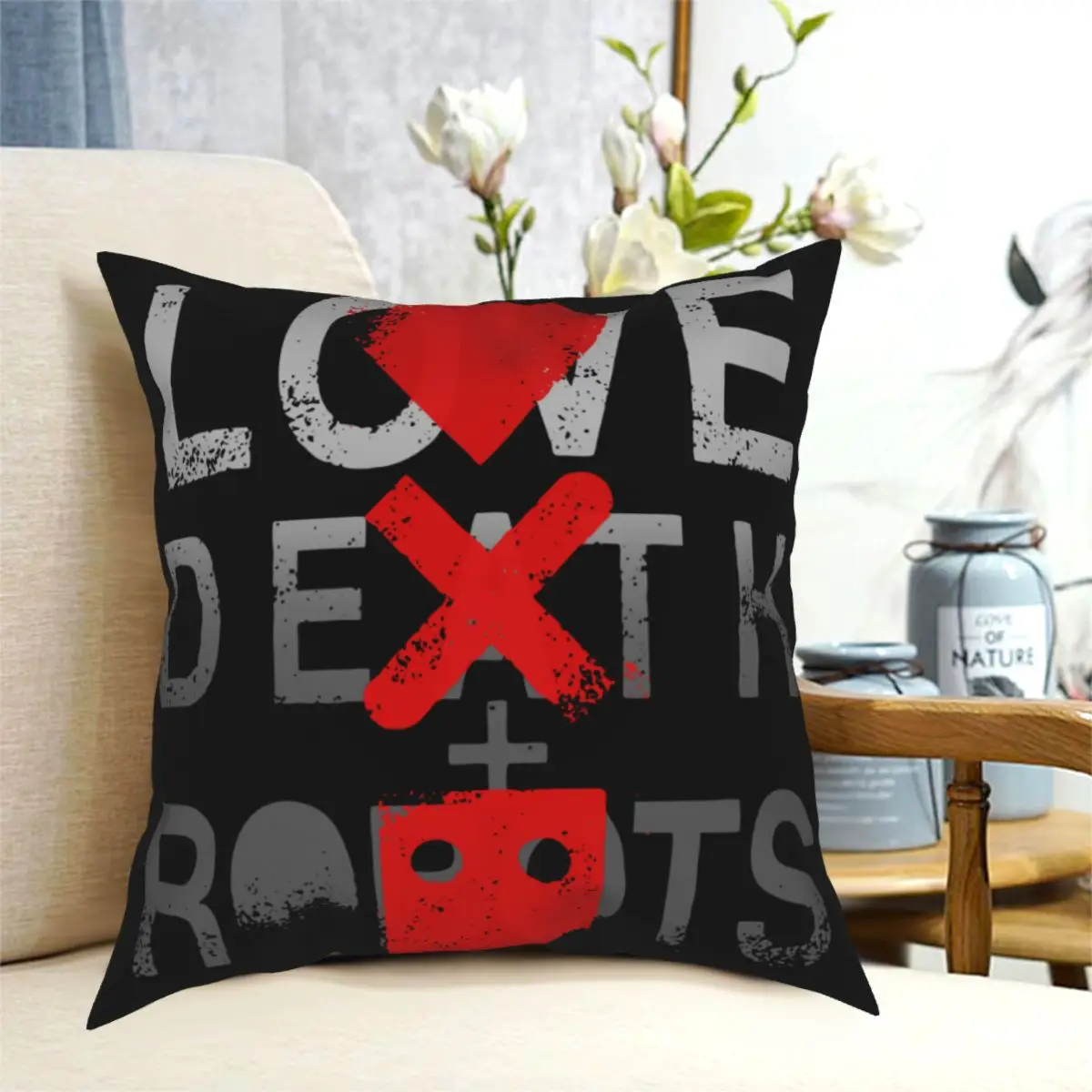 

Чехол-наволочка с принтом в виде робота Love Death, 40x40 см