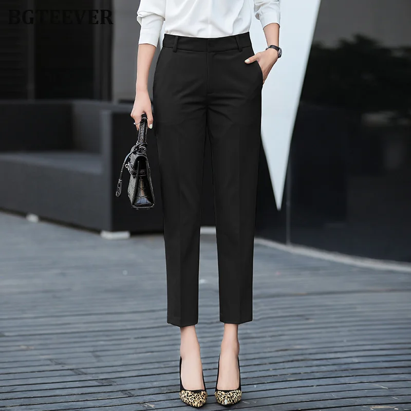 Elegant High Waist Women Pencil Pants 2019 Autumn Work Suit Female Trousers Office Ladies Capris Plus Size | Женская одежда