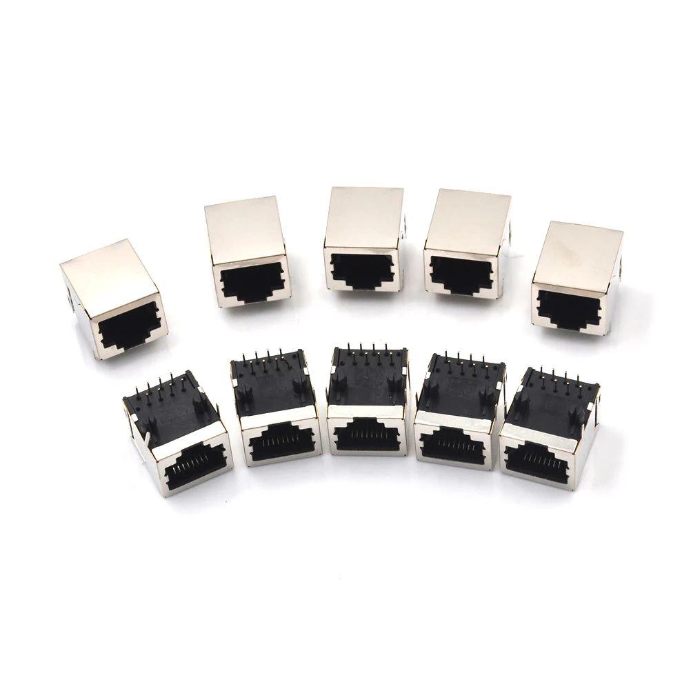 10 шт./компл. сеть Ethernet 8P 8C розетка разъемы 8Pin монтаж печатной платы RJ45 8P8C один