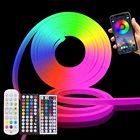Светодиодная неоновая полоса освещения RGB 12 В Wifi Bluetooth-совместимый пульт дистанционного управления с регулируемой яркостью светильник свет s EU US Power Kit Waterpoof Decor