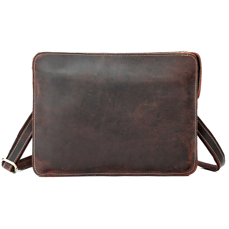 Unisex Genuine Leather Handbag Men Vintage Ipad Shoulder Bag Male Crazy Horse Leather Business Clutch Bag Men's Travel Bag