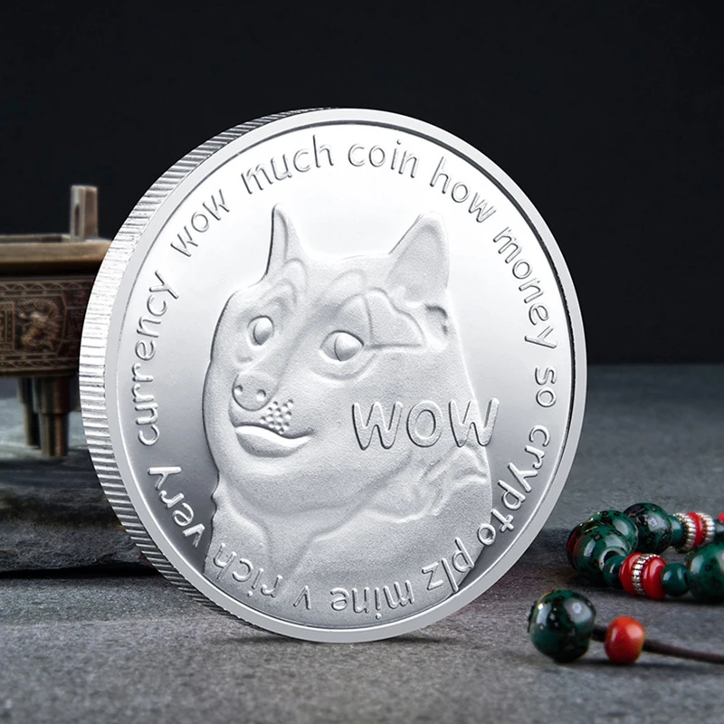 

1 Piece Plated Gold Silver Dogecoin Commemorative Coins Cute Dog Pattern Dog Year Collection Coins