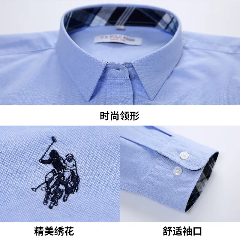 США поло. Assn. Классическая простая 100% Хлопковая женская рубашка с длинными