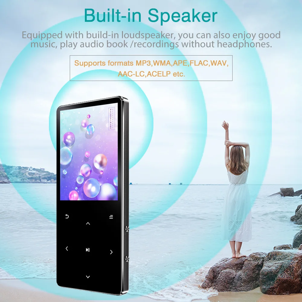 REDANT Bluetooth MP3 плеер hifi lossless мини музыкальный плеер с fm-радио динамик наушники, спорт MP 3 портативный металлический walkman