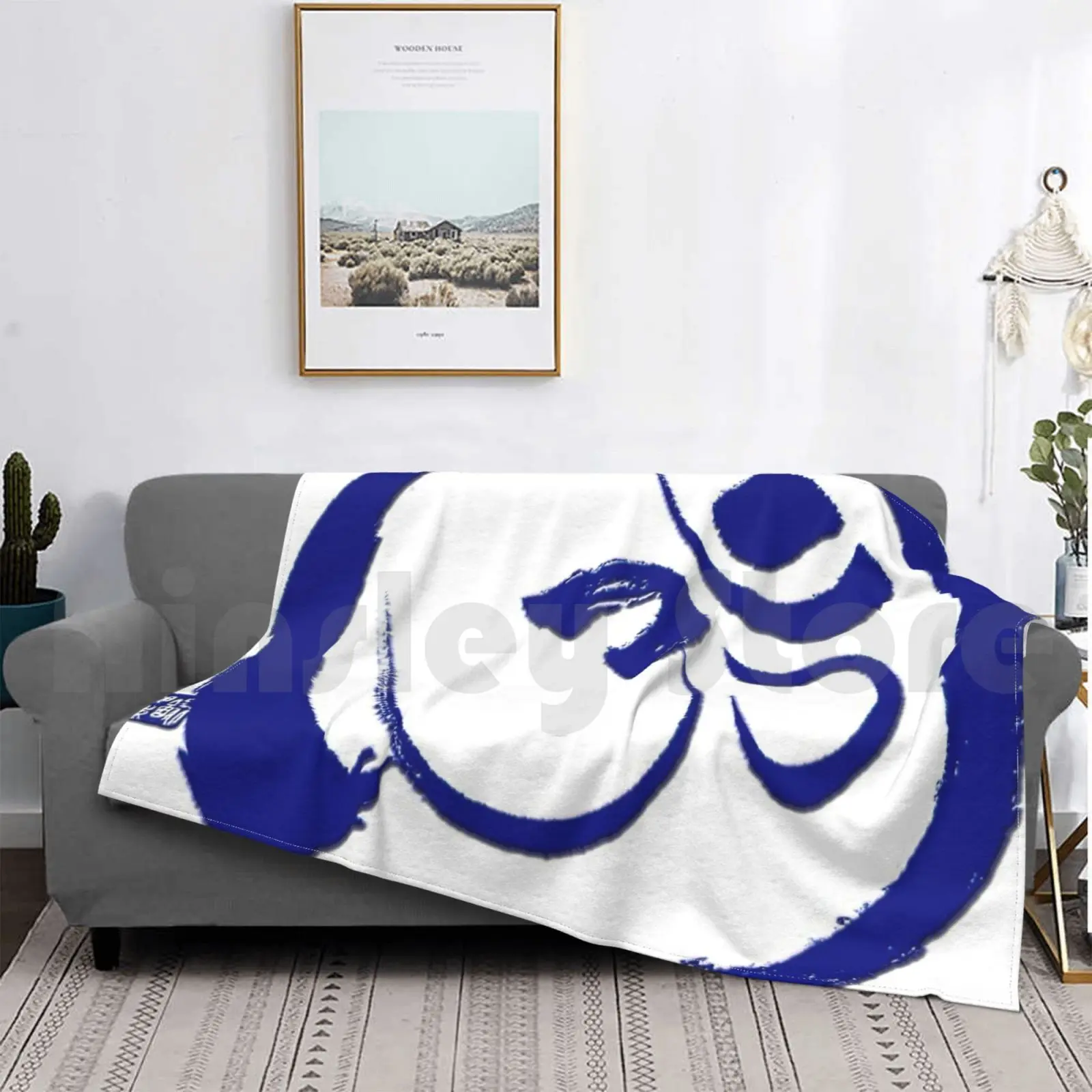 

Om-Aum With Enso Zen Circle Blanket Fashion Custom Yoga Zen Meditation Spiritual Buddhism Hindu Indian