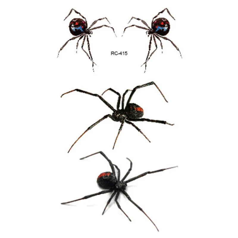 1/5pcs 3D Spider Halloween Tattoo Water Transfer Flash Tatoo Fake Tattoo Waterproof Temporary Tattoo Sticker For Men Women