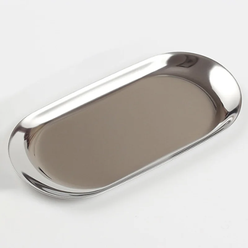 Простой и элегантный дизайн из нержавеющей стали овальный лоток для хранения