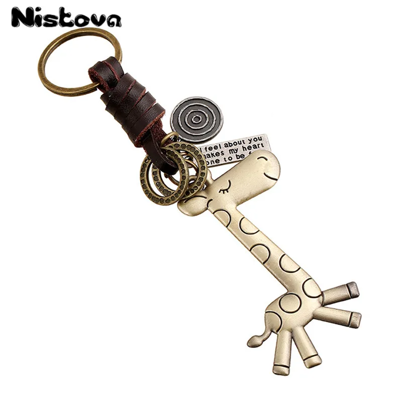 

Fashion Retro Giraffe Pendant Alloy Luggage Tag Bag Accessories Creative Weaving Mini Pendant Unisex Leather Pendant Unique Gift