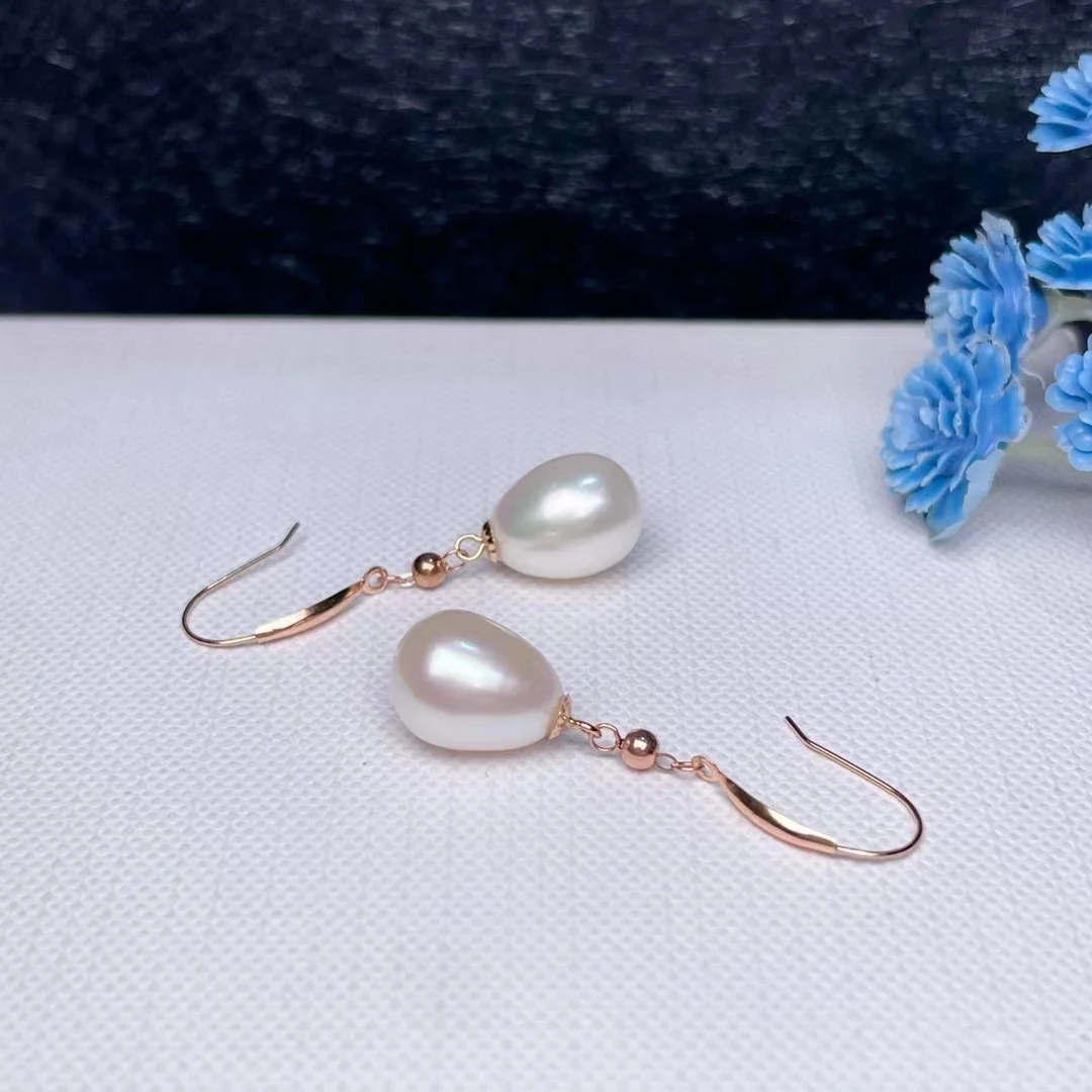 

shilovem 18k yellow Natural freshwater pearls Drop Earrings fine Jewelry women trendy wedding Christmas gift new myme8-910660zz