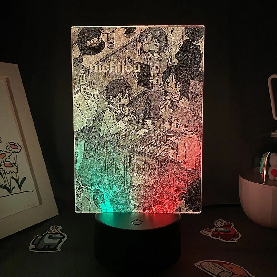 Аниме-фигурка Nichijou двухцветная лампа 3D светодиодный ночсветильник Otaku