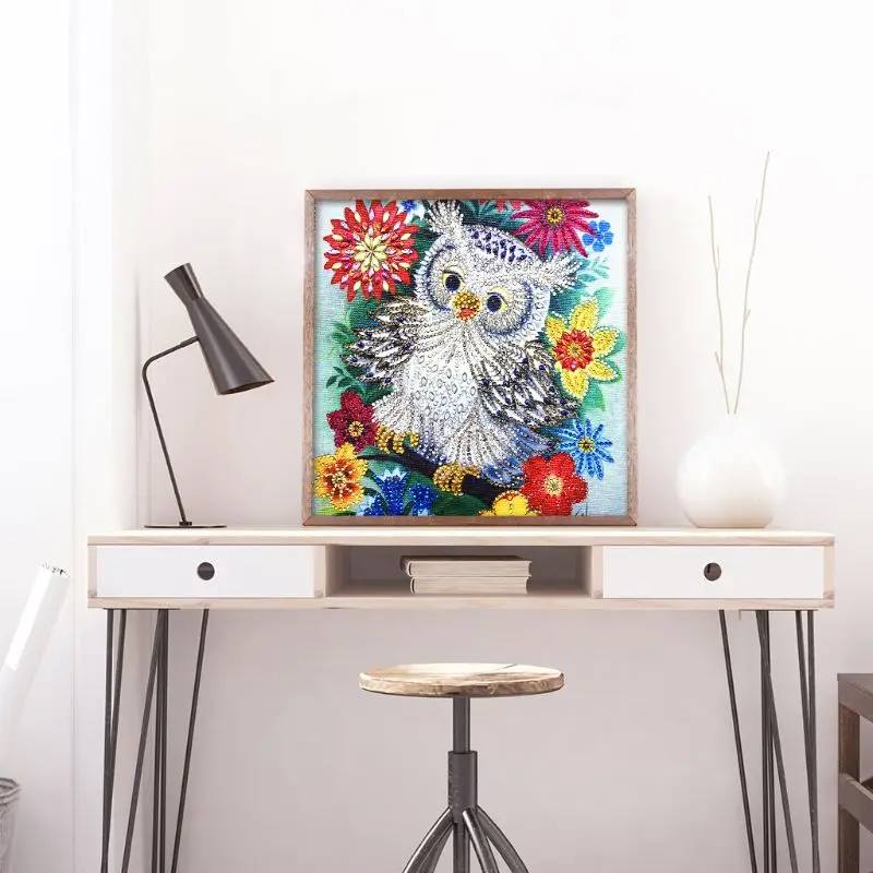 Flower Owl 5D Special Shaped Diamond Painting Embroidery Needlework Rhinestone Crystal Cross Craft Stitch Kit DIY 85DA | Дом и сад