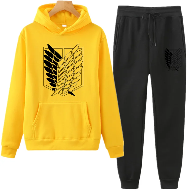 

Attack on Titan Long Sleeve Striped Hooded Sweatshirt set Pullover Harajuku sweet girl Pullover 2021 NEW
