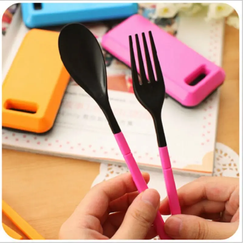 Портативные 3 в 1 отделяемые Съемные пластиковые палочки для еды ложка вилка