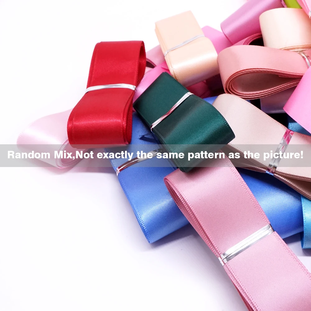 Дешевая Большая распродажа 20 однотонных цветов двухсторонняя атласная лента