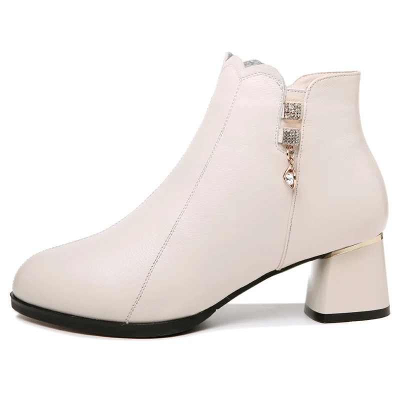 

Round Toe Thick Heel Women'S Boots, Solid Color Short Boots With Side Zipper, Women'S Platform Shoes