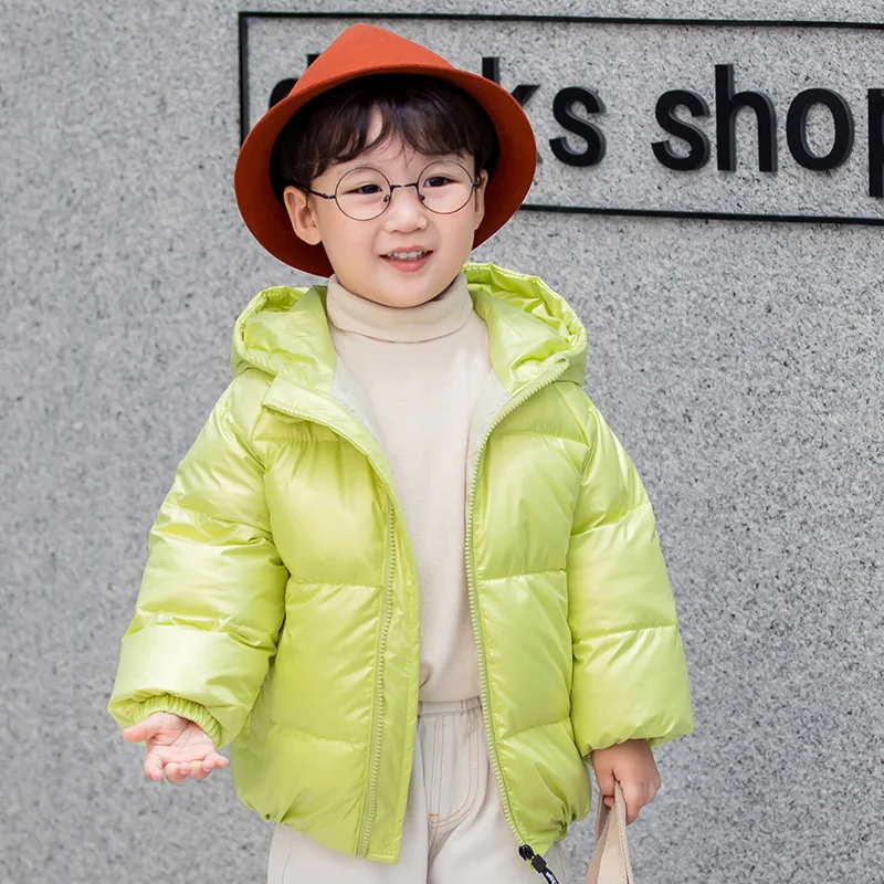 Пуховик для маленьких девочек зимняя одежда малышей блестящий пуховик мальчиков
