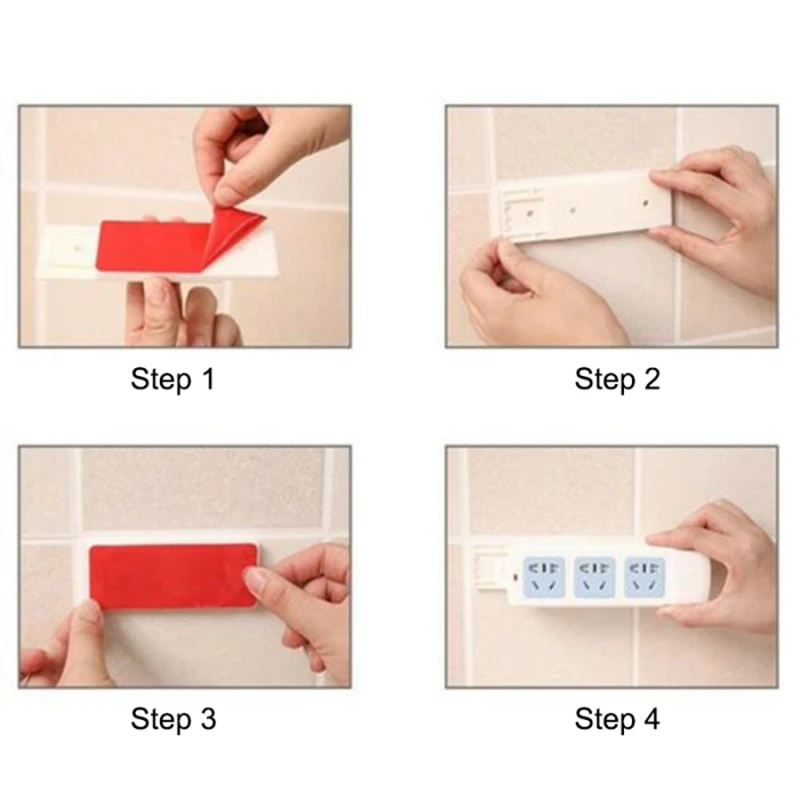 

2PC Self Adhesive Magic Plug Holder Electrical Socket Accessories Strong Adhesive Sticker Wall Fixer Hanging Socket Holder