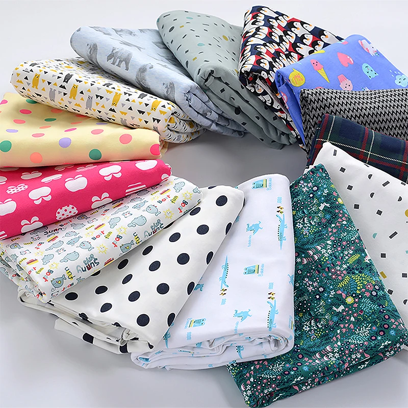 Эластичная хлопчатобумажная ткань с принтом трикотажная из лайкры для