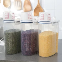 kitchen plastic cereal dispenser box food cereal grains container metering sealed rice bucket transparent storage bottles jars