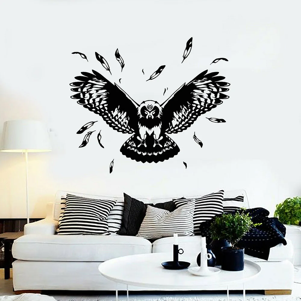 

Flying Owl Wall Decal Creatives Nature Night Bird Feathers Wings Vinyl Wall Stickers Company Office Window Wall Art Decor Z334