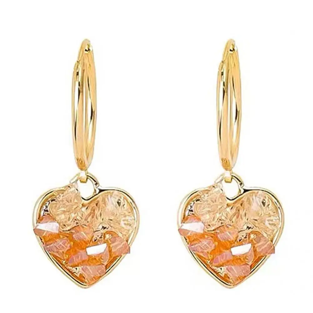 

Good Workmanship Shiny Shiny Mixed Inlaided Heart Dangle Earrings for Work Sweet