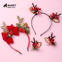 2pcs christmas hairbands santa tree elk antlers headband kids headwear with clips ornaments christmas decorations party cosplay