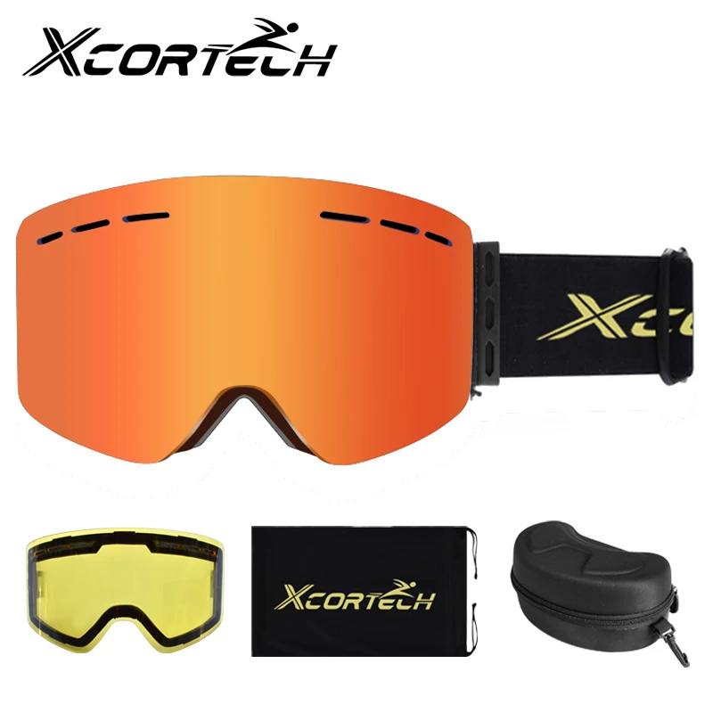

Зимние лыжные цилиндрические магнитные лыжные очки, очки для сноуборда и снега, противотуманная Лыжная маска, очки с покрытием REVO, УФ-защита